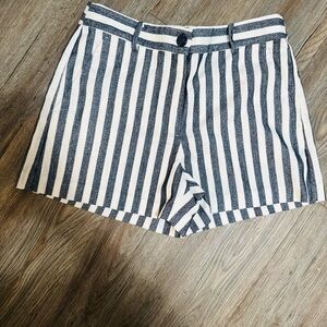 LOFT Black and White Striped Women Shorts